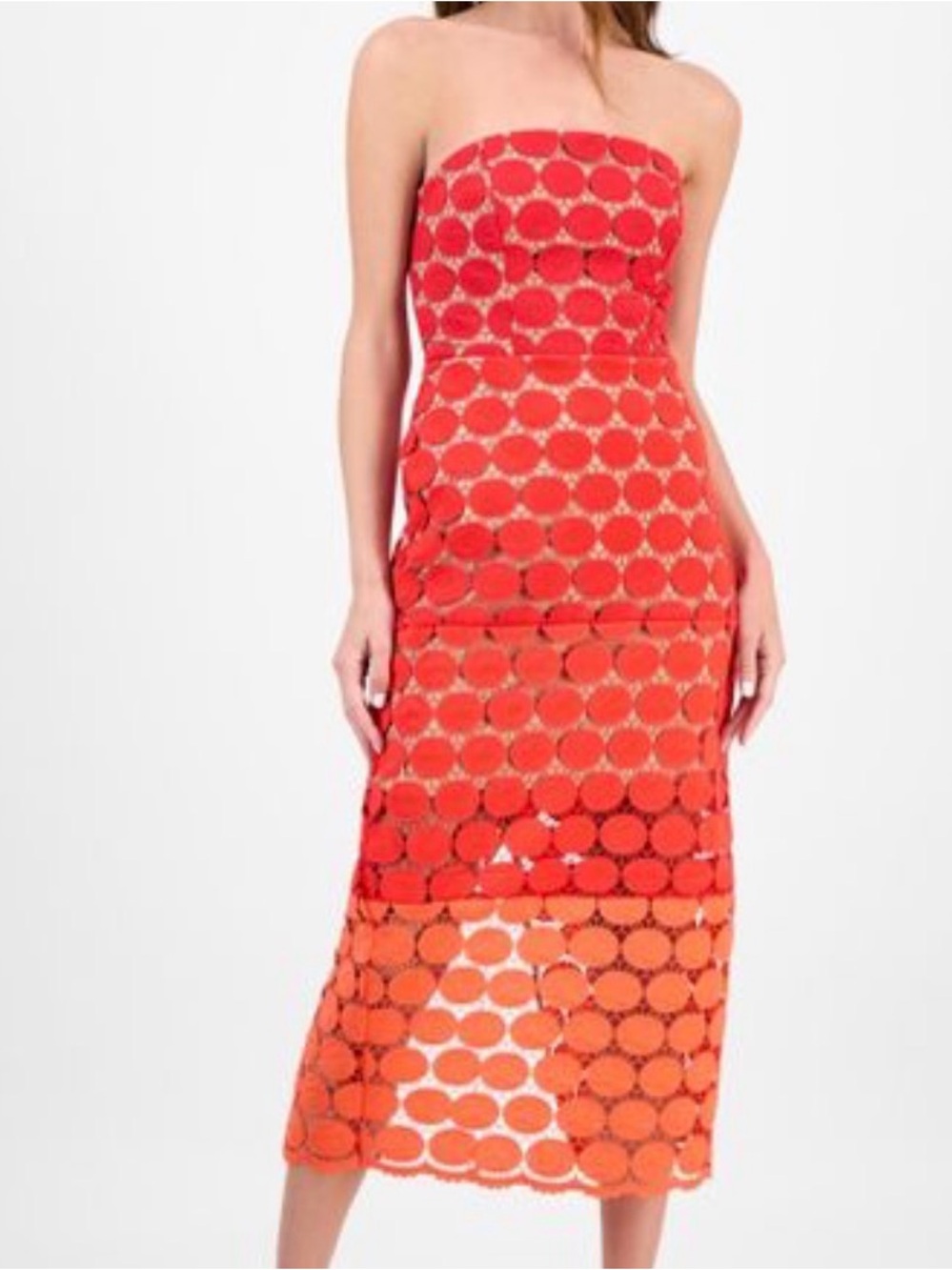 NWT Sam Edelman Strapless Red-Orange Midi Dress